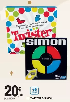 Oferta de Hasbro - Twister O Simon por 20,41€ en E.Leclerc