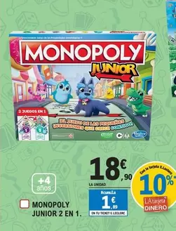 Oferta de Monopoly -  Junior 2 En 1 por 18,9€ en E.Leclerc