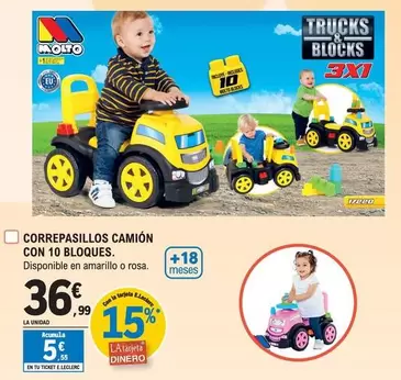 Oferta de M Molto - Correpasillos Camión Con 10 Bloques por 36,99€ en E.Leclerc