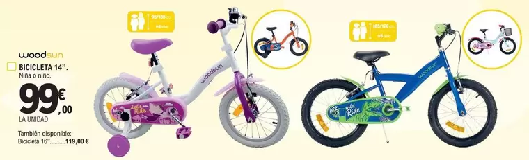 Oferta de Woodsun - Bicicleta 14" por 99€ en E.Leclerc