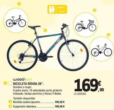 Oferta de Woodsun - Bicicleta Rígida 26" por 169€ en E.Leclerc