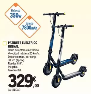 Oferta de Patinete Eléctrico Urban por 329€ en E.Leclerc