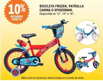 Oferta de Bicicleta Frozen, Patrulla Canina O Spiderman en E.Leclerc