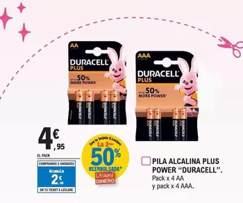 Oferta de Duracell - Pila Alcalina Plus Power por 4,95€ en E.Leclerc