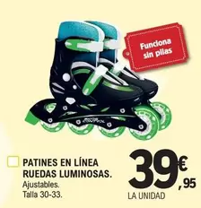 Oferta de Skids Control - Patines En Línea Ruedas Luinosas por 39,95€ en E.Leclerc