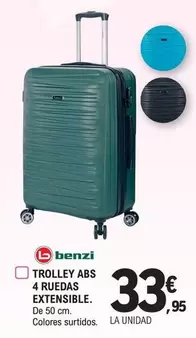 Oferta de Benzi - Trolley ABS 4 Ruedas Extensible por 33,95€ en E.Leclerc