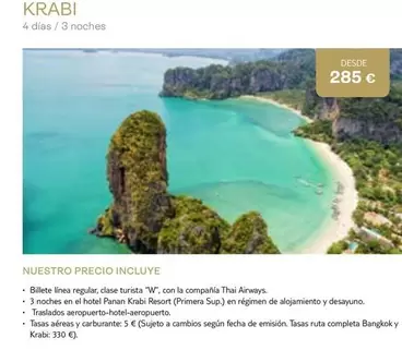 Oferta de Thai - Krabi por 285€ en Tui Travel PLC