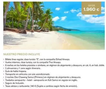 Oferta de Thai - Nuestro Precio Incluye por 196€ en Tui Travel PLC