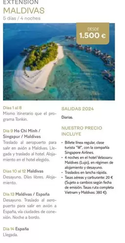 Oferta de Dia - Extension Maldivas por 1500€ en Tui Travel PLC