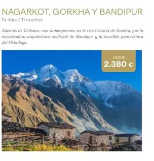 Oferta de Nos - Nagarhot, Gorkha Y Bandipur por 2380€ en Tui Travel PLC