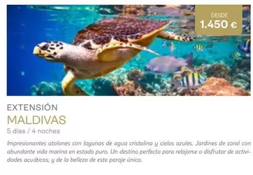 Oferta de Coral - Extension Maldivas por 1450€ en Tui Travel PLC