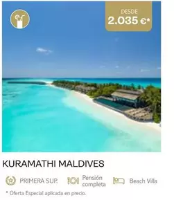 Oferta de Kuramathi Maldives por 2035€ en Tui Travel PLC