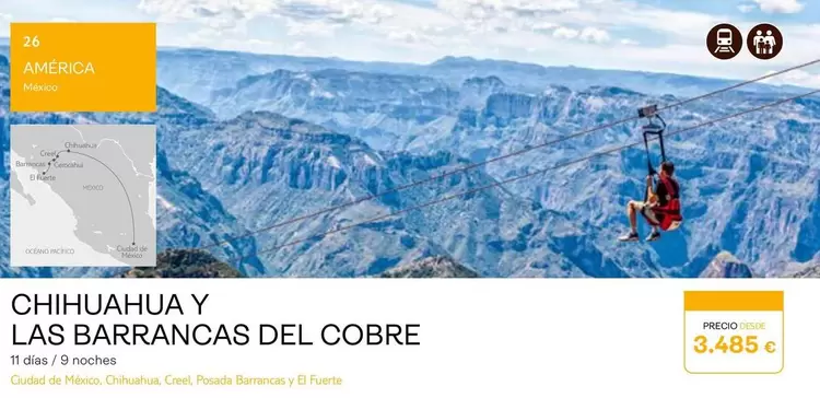 Oferta de Chihuahua Y Las Barrancas Del Cobre por 3485€ en Tui Travel PLC