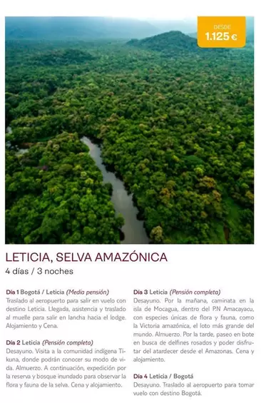 Oferta de Flora - Leticia, Selva Amazonica por 1125€ en Tui Travel PLC