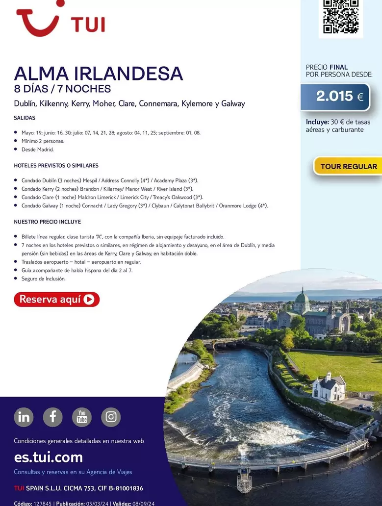 Oferta de Tui - Alma Irlandesa por 2015€ en Tui Travel PLC