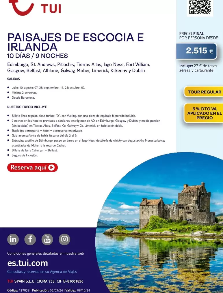 Oferta de Tierras Altas - Paisajes De Escocia E Irlanda por 2515€ en Tui Travel PLC