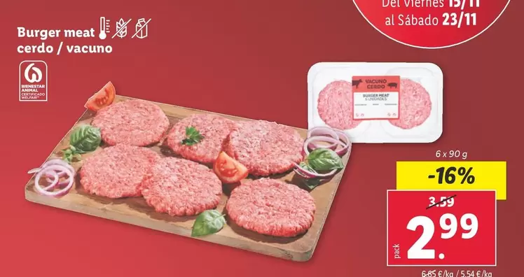 Oferta de Burger Meat por 2,99€ en Lidl