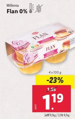 Oferta de Milbona - Flan 0% por 1,19€ en Lidl