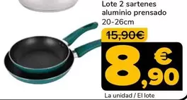 Oferta de Lote 2 Sartenes Aluminio Prensado por 8,9€ en Supeco