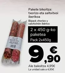 Oferta de Bipack Chorizo Y Salchichón Ibérico por 9,9€ en Supeco