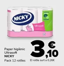 Oferta de Nicky - Paper Higienic Ultrasoft por 3,1€ en Supeco