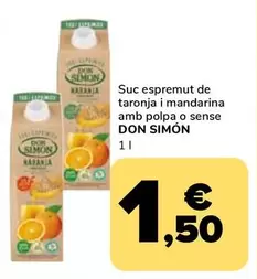 Oferta de Don Simón - Suc Espremut De Taronja I Mandarina Amb Polpa O Sense por 1,5€ en Supeco