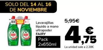 Oferta de Fairy - Lavavajillas Líquido A Mano Ultrapoder por 4,75€ en Supeco