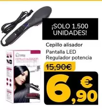 Oferta de Cepillo Alisador Pantalla Led Regulador Potencia por 6,9€ en Supeco