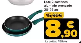 Oferta de Lote 2 Sartenes Aluminio Prensado por 8,9€ en Supeco