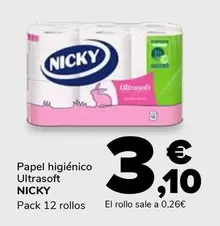 Oferta de Nicky - Papel Higienico Ultrasoft por 3,1€ en Supeco