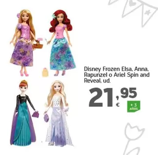 Oferta de Disney - Frozen Elsa, Anna, Rapunzel O Ariel Spin And Reveal por 21,95€ en HiperDino