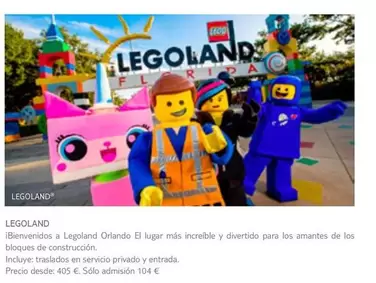 Oferta de Orlando - Legoland en Tui Travel PLC