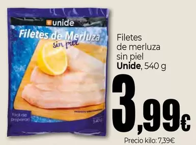 Oferta de Unide - Filetes De Merluza Sin Piel por 3,99€ en Unide Market