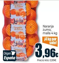 Oferta de Naranja Zumo por 3,96€ en Unide Supermercados