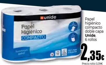 Oferta de Unide - Papel Higiénico Compacto Doble Capa por 2,35€ en Unide Supermercados