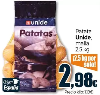 Oferta de Unide - Patata por 2,98€ en Unide Supermercados