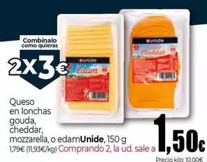 Oferta de Unide - Queso En Lonchas Gouda por 1,5€ en Unide Supermercados