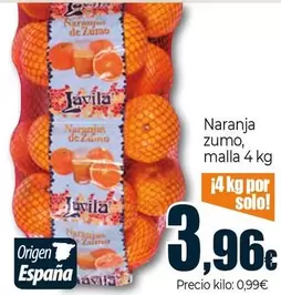 Oferta de Naranja Zumo por 3,96€ en Unide Supermercados