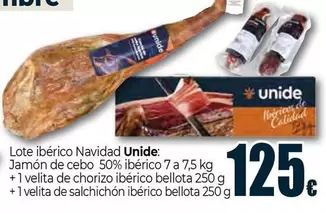 Oferta de Unide - Lote Iberico Navidad por 125€ en Unide Supermercados