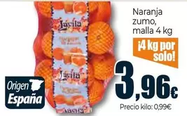 Oferta de Naranja Zumo por 3,96€ en Unide Supermercados