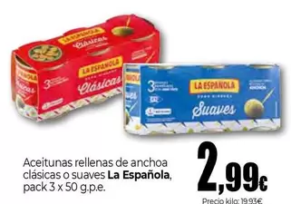 Oferta de La Española - Aceitunas Rellenas De Anchoa Clasicas O Suaves por 2,99€ en Unide Market