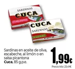 Oferta de Cuca - Sardinas En Aceite De Oliva, Escabeche, Al Limón O En Salsa Picantona por 1,99€ en Unide Market