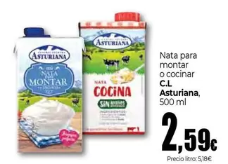 Oferta de La Asturiana - Nata Para Montar O Cocinar por 2,59€ en Unide Market