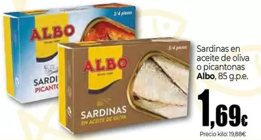 Oferta de Albo - Sardinas En Aceite De Oliva O Picantonas por 1,69€ en Unide Market