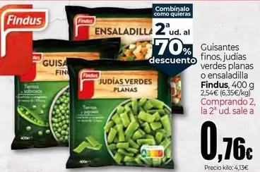 Oferta de Findus - Guisantes Finos, Judias Verdes Planas O Ensaladilla por 2,54€ en Unide Market