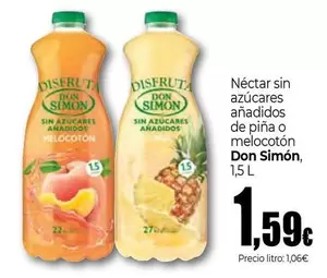 Oferta de Don Simón - Néctar Sin Azúcares Añadidos De Pina O Melocoton por 1,59€ en Unide Market