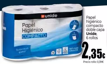 Oferta de Unide - Papel Higienico Compacto Doble Capa por 2,35€ en Unide Market