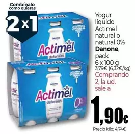 Oferta de Danone - Yogur Liquido Actimel Natural O Natural 0% por 3,79€ en Unide Market