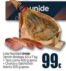 Oferta de Unide - Lote Navidad Jamon Bodega por 99€ en Unide Market