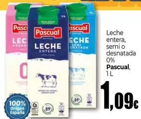 Oferta de Pascual - Leche Entera por 1,09€ en UNIDE Alimentación